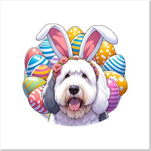 Old English Sheepdog's Easter Joy with Bunny Ears Posters and Art